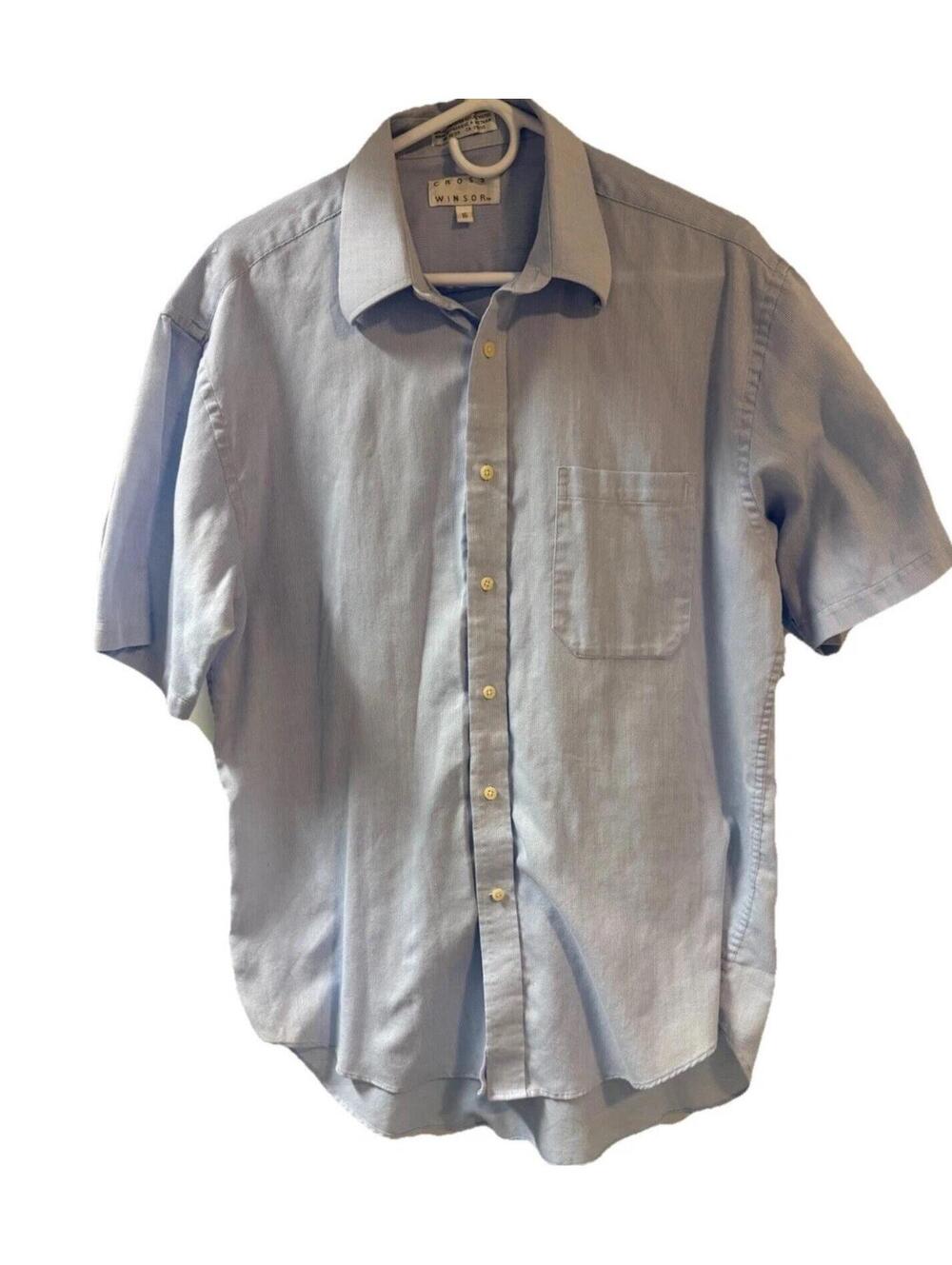 Cross Winsor Men’s Light Blue Short Sleeve Button Up Size 16”